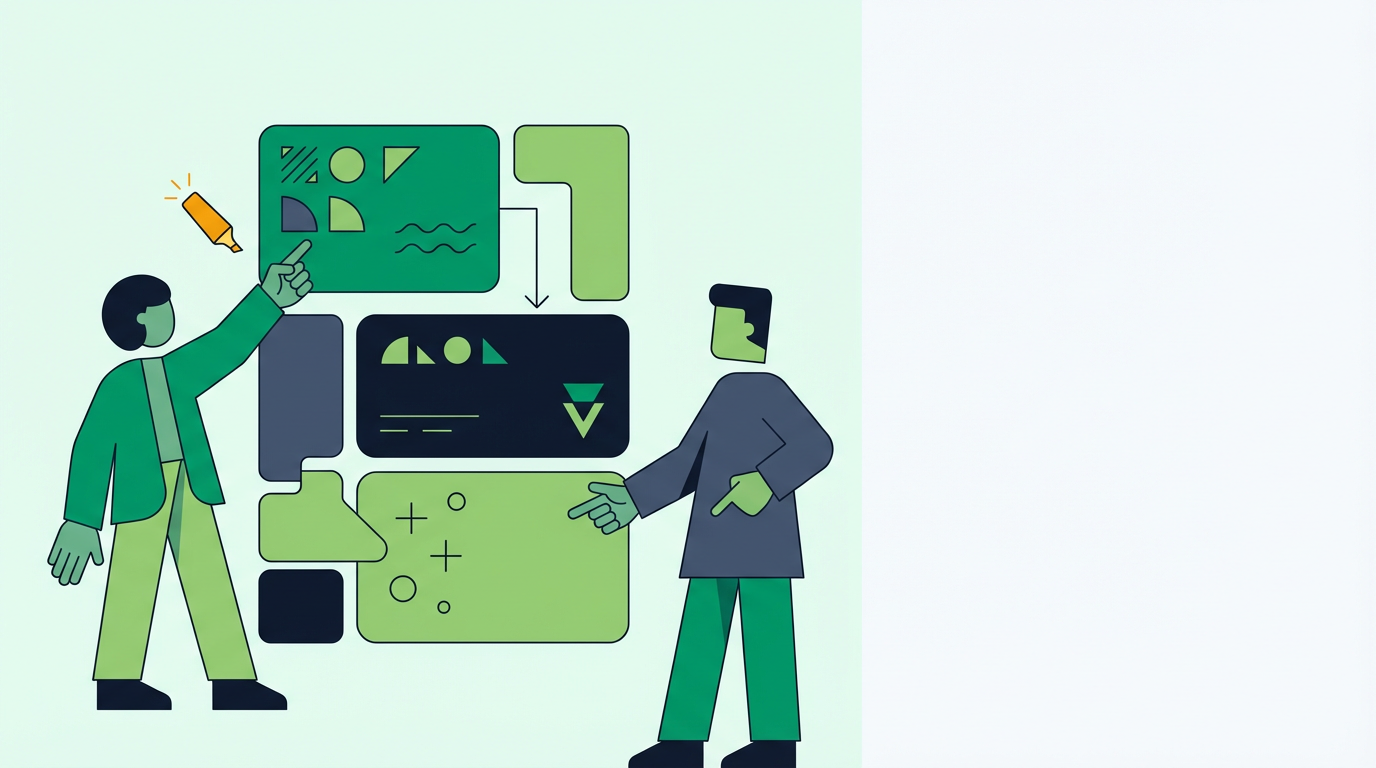 Illustration of two people reviewing a large Form 1040 layout